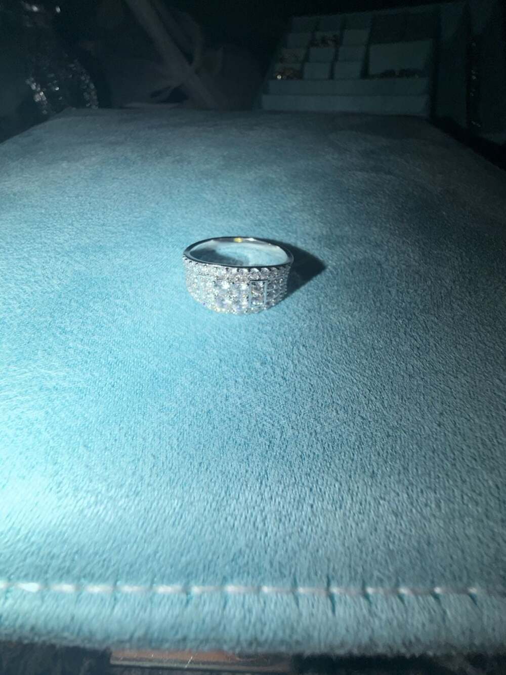 Silver-Tone Wide Multi-Row Clear Stone Pave Band Ring size 11 AAA cz stones